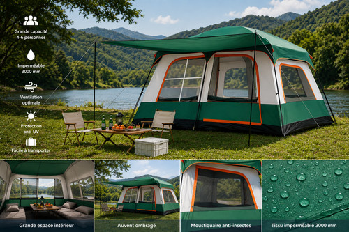 Campingzelt grün mit markise - mit,