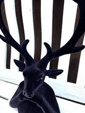 XL Flock Elch Hirschbüste 45cm Deko Hirschfigur Schwarz Weihnachten Rentier