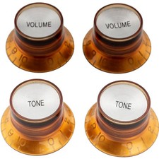 Gitarren Potiknopf Set 2 Volume Tone Top Hat Bell Knobs für Les Paul SG Amber...