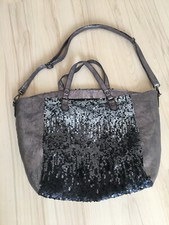 Handtasche Damen Shopper Glitzer grau gebraucht Wie neu