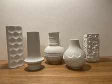 Konvolut 5 x Vase aus Bisquitporzellan Vase OP ART bester Zustand