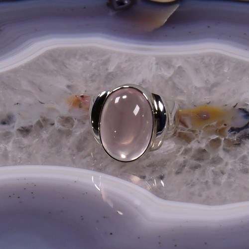 Rosenquarz ring 925er - rosenquarz, silber