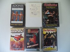 VHS Video-Cassetten 6x "Kampfsport" Shaolin, Kickboxing, Free Fight Event, Chick