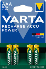 VARTA Akku AAA 1000mAh wiederaufladbar 4 Stück vorgeladen Recharge Accu Power