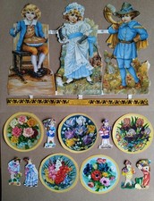 Alte Glanzbilder Oblaten,Konvolut, Kinder Nostalgie groß, MLP A11, Blumen u.a.