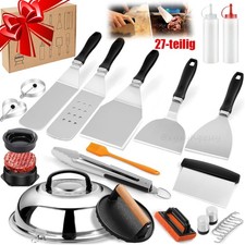 Profi Grillbesteck Set 27-teilig Grill Zubehör Set für Männer Geschenk Edelstahl