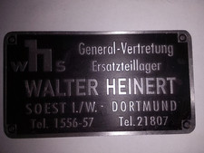 Typenschild Hanomag Händlerschild WHS Walter Heinert Soest Dortmund Oldtimer