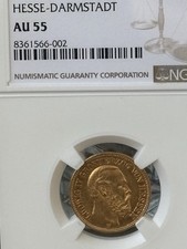 Hessen-Darmstadt 10 Mark 1878 Kaiserreich Goldmünze NGC AU55 Vorzüglich VZ