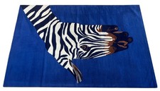 ZEBRA Design Teppich 200x300 cm  Handgetuftet 100% Wolle Blau Schwarz Weiẞ R174