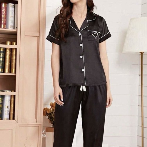 Satin pyjama set damen - satin,