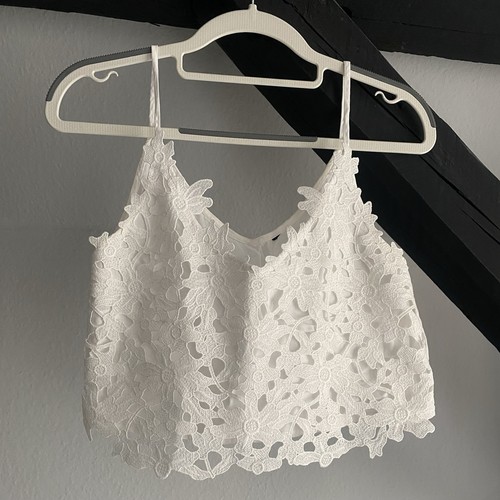 Weißes crop top mit - crop-top, floraler