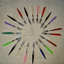 20  Cocktail - Gabeln  / 10 cm / bunte Griffe / Vintage