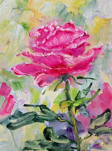 Rosen pink blume ölbild - Ölbild, 15x20
