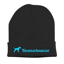 Beanie Strickmütze Mütze Stickmotiv RIESENSCHNAUZER Hunde Siviwonder