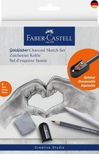 Faber-Castell 114006 - Zeichenset Goldfaber Charcoal, 8-teilig, inkl.