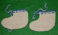 Kinderschuhe Babyschuhe Puppenschuhe Teddy Handarbeit Wolle um 1930/50