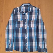 Bluse Hemd von Zara Gr. XS blau Kariert mit goldenen Nieten