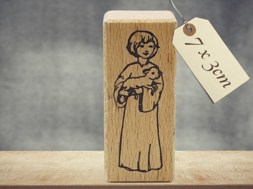 Motivstempel kind mit lamm - kind,