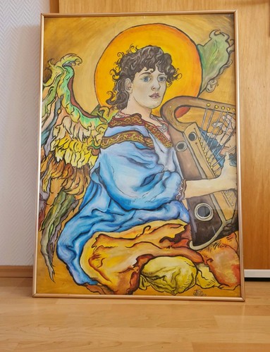 Gerahmtes gemälde engel mit - gerahmtes,