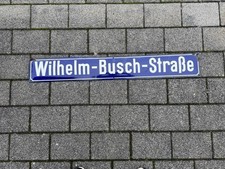 altes Emailschild Straßenschild  Wilhelm  -  Busch  -  Straße