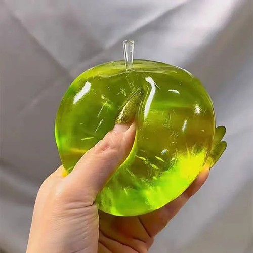 New green apple squishy stress - green,