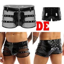 DE Herren Unterhosen Sexy Männer Netz Leder Transparent Boxershort Bikini Briefs
