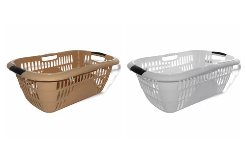 Wäschekorb beige weiß - wäschekorb, beige/weiß