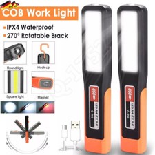 2X COB LED KFZ Arbeitsleuchte Akku Werkstattlampe Handlampe Mit-Magnet Stablampe
