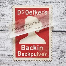 Dr. Oetker's Backin Backpulver Kopf Frau Werbung Vintage Reklamemarke Deko Küche