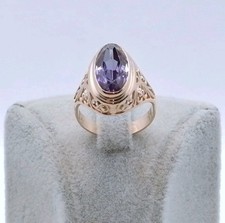 Ring Rotgold 583er Vintage mit Alexandrit Synthetisch Hergestellt 14kt Goldring 