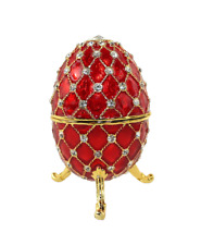 Schmuckei Spieluhr FürElise Schmuckdose Ei Emaille rot gold Ziersteine Für Elise