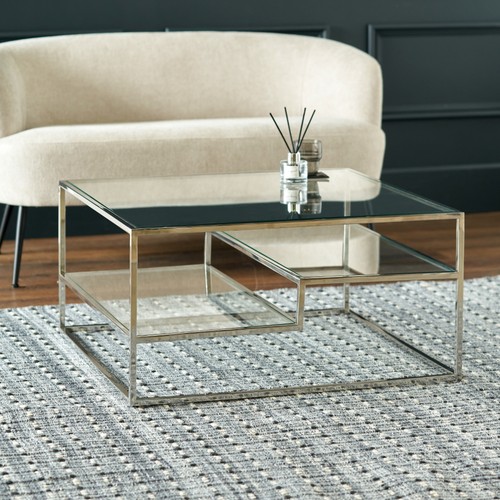 Glas couchtisch eckig chrom - glas,