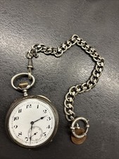 Taschenuhr 900 Silber Kette 800 Silber + 1 Pfennig Münze 1897