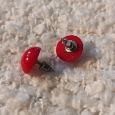 Modeschmuck Ohrstecker Halbkugel in glänzend rot Kunststoff 1,5 cm Durchmesser
