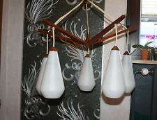VINTAGE Deckenlampe  Uno & Östen Kristiansson LUXUS  60er Schweden Teak Opalglas