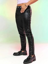 Herren schwarze Lederhose 100