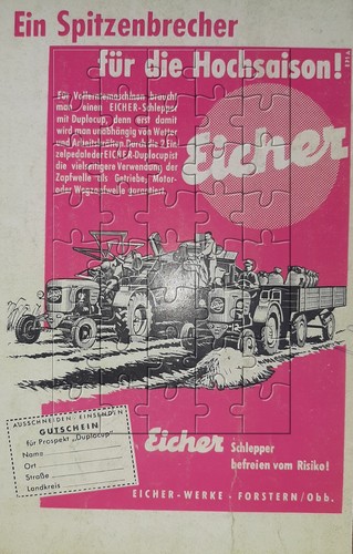 Werbeanzeige 1958 eicher - werbeanzeige,