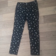 H & M leichte JEANS BLUMEN GR. 42 SCHWARZ stretch skinny 