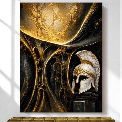 Leinwandbild spartaner helm - leinwandbild,