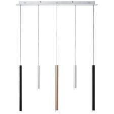 BRILLIANT Lampe Cembalo LED Pendelleuchte 5flg alu/schwarz/braun | 5x 4W LED int