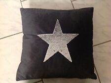 KISSEN Samt mit Pailletten (Stern⭐️Silber/schwarz)Anthrazit incl.Füllkissen