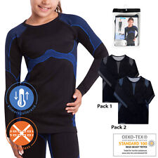Gomati Kinder Thermo Hemd seamless Funktionswäsche schnelltrocknend Schwarz