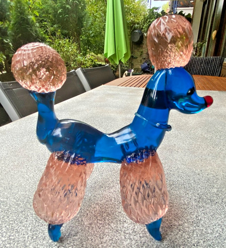 Pudel murano glas figur - pudel,