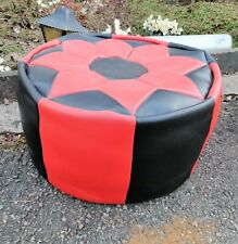 Sitzkissen - Kunstleder? Sitzkissen Fußkissen Pouf Hocker Vintage rot/ schwarz