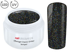 UV LED GEL GLITTER TEMPER Glitzer Farbgel Effekt Color NailArt Modellage Schwarz