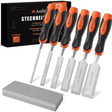 Stechbeitel Set Holz 6tlg. Scharf Schleifstein Profi Beitel Holzmeißel