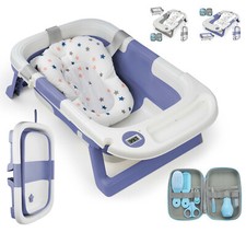 Faltbare Baby Badewanne mit Thermometer Gestell Kissen Babybadewanne Antirutsch