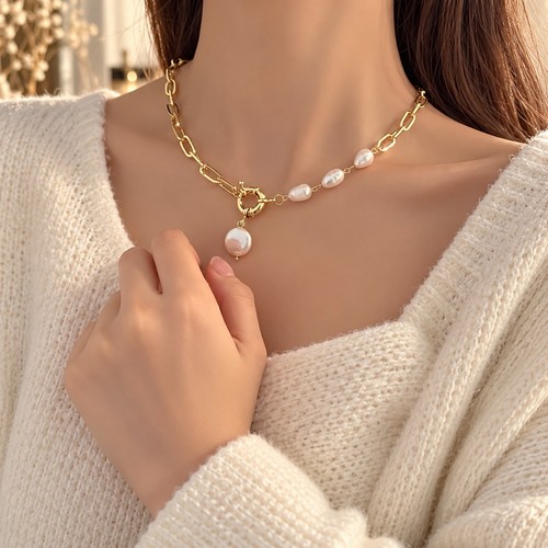 Damen halskette gold perlen - halskette,