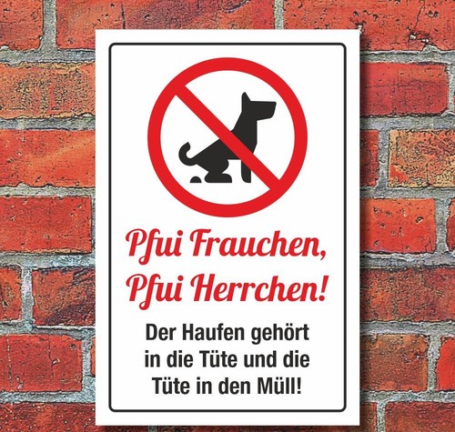 Schild pfui hundekot entsorgen - pfui,