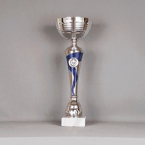 Pokal 38cm silber blau - silber-blau, /